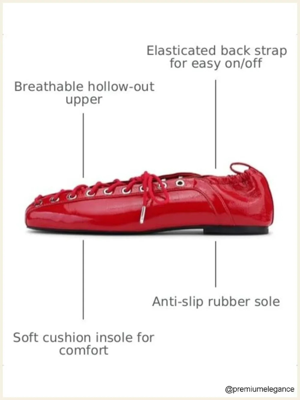 Women's Leather Lace-Up Ballet Flats Slip On Ballerina Shoes Comfort Casual Work